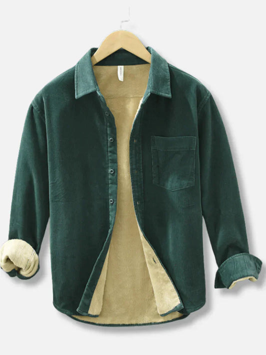 Cordhemd | Warm | Mit Fleece gefüttert | Overshirt | Herrenbekleidung-Grün-M-Chaps Herrenmode