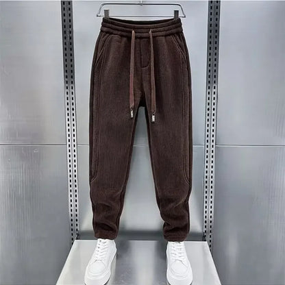 Cordhose – Herrenhose mit elastischem Bund, lockerer Passform und weiten Beinen-Braun-S-Chaps Herrenmode