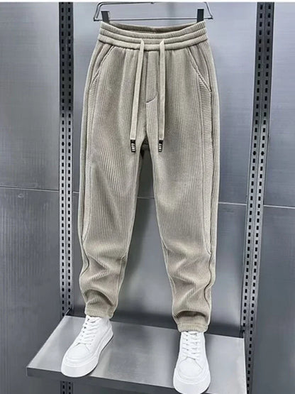 Cordhose – Herrenhose mit elastischem Bund, lockerer Passform und weiten Beinen-Khaki-S-Chaps Herrenmode