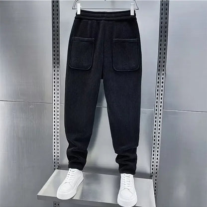 Cordhose – Herrenhose mit elastischem Bund, lockerer Passform und weiten Beinen-Schwarz-S-Chaps Herrenmode