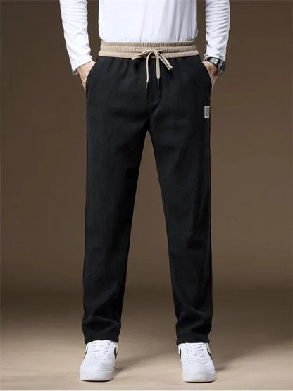 Cordhose - Kordelzug - Gerades Bein - Jogginghose - Herren Jogger-Schwarz-S-Chaps Herrenmode