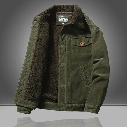 Cordjacke - Casual - Fleece gefüttert - Winterjacke - Herrenjacke-Grün-XS-Chaps Herrenmode