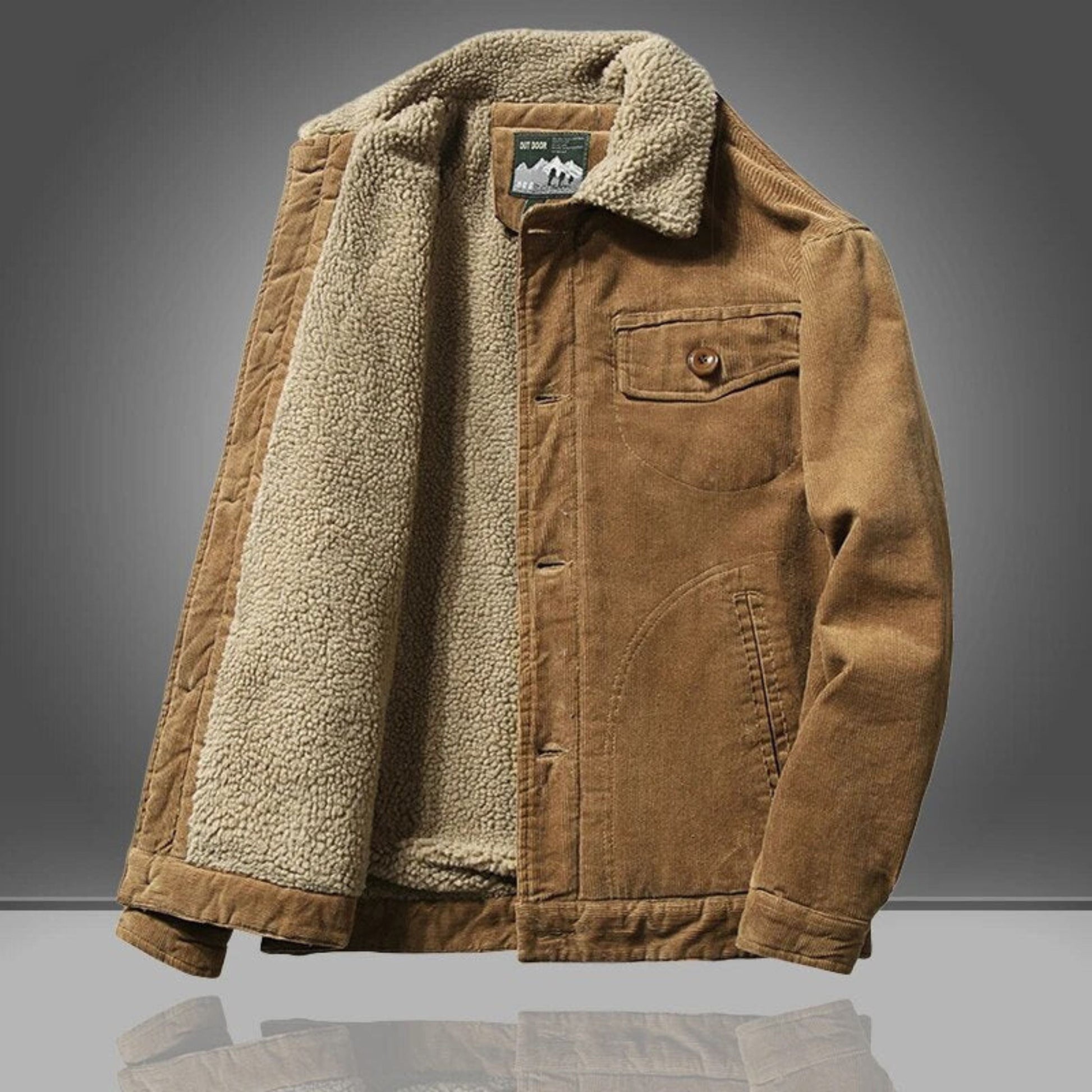 Cordjacke - Casual - Fleece gefüttert - Winterjacke - Herrenjacke-Kaffee-XS-Chaps Herrenmode