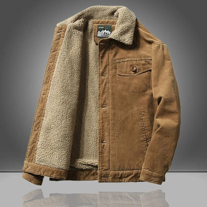 Cordjacke - Casual - Fleece gefüttert - Winterjacke - Herrenjacke-Kaffee-XS-Chaps Herrenmode