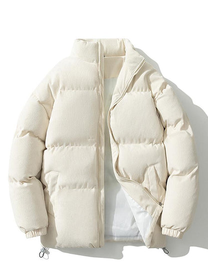 Cordjacke – Warm – Wattiert – Pufferjacke – Winterjacke für Herren-Beige-M-Chaps Herrenmode