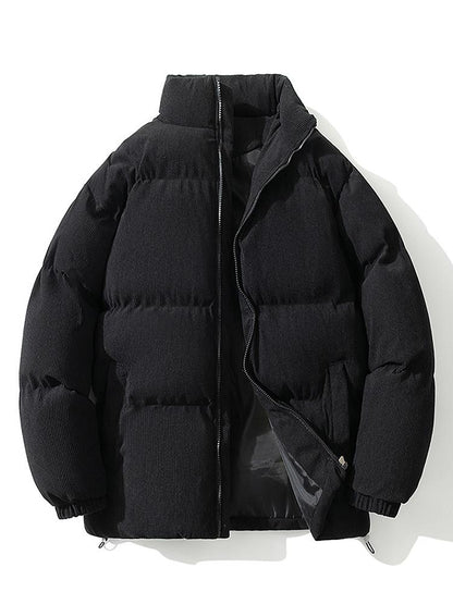 Cordjacke – Warm – Wattiert – Pufferjacke – Winterjacke für Herren-Schwarz-M-Chaps Herrenmode