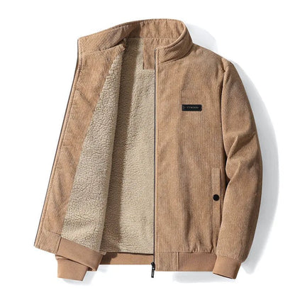 Cordjacke – Winterjacke für Männer mit Fleece-Sherpa-Futter-Beige-S-Chaps Herrenmode
