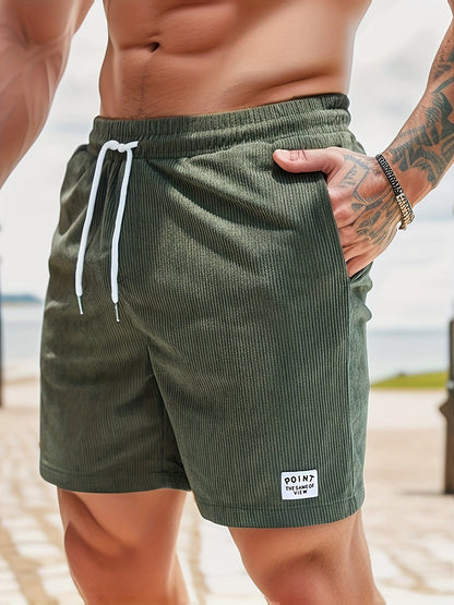 Cordshorts – Kordelzug – elastischer Bund – Sommer-Shorts – Herrenshorts-Armeegrün-S-Chaps Herrenmode