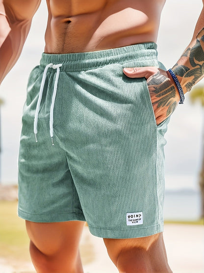 Cordshorts – Kordelzug – elastischer Bund – Sommer-Shorts – Herrenshorts-Dunkelcyan-S-Chaps Herrenmode