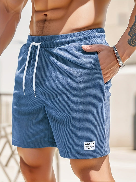 Cordshorts – Kordelzug – elastischer Bund – Sommer-Shorts – Herrenshorts-Pfauenblau-S-Chaps Herrenmode