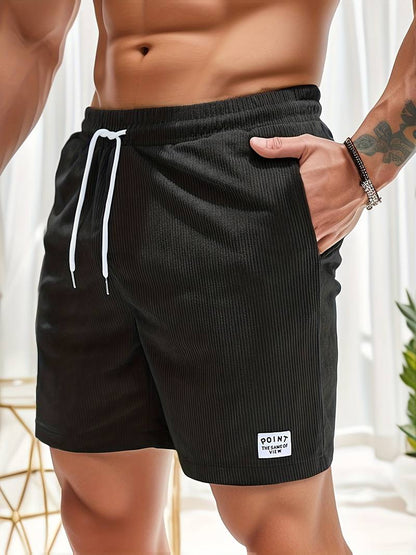 Cordshorts – Kordelzug – elastischer Bund – Sommer-Shorts – Herrenshorts-Schwarz-S-Chaps Herrenmode