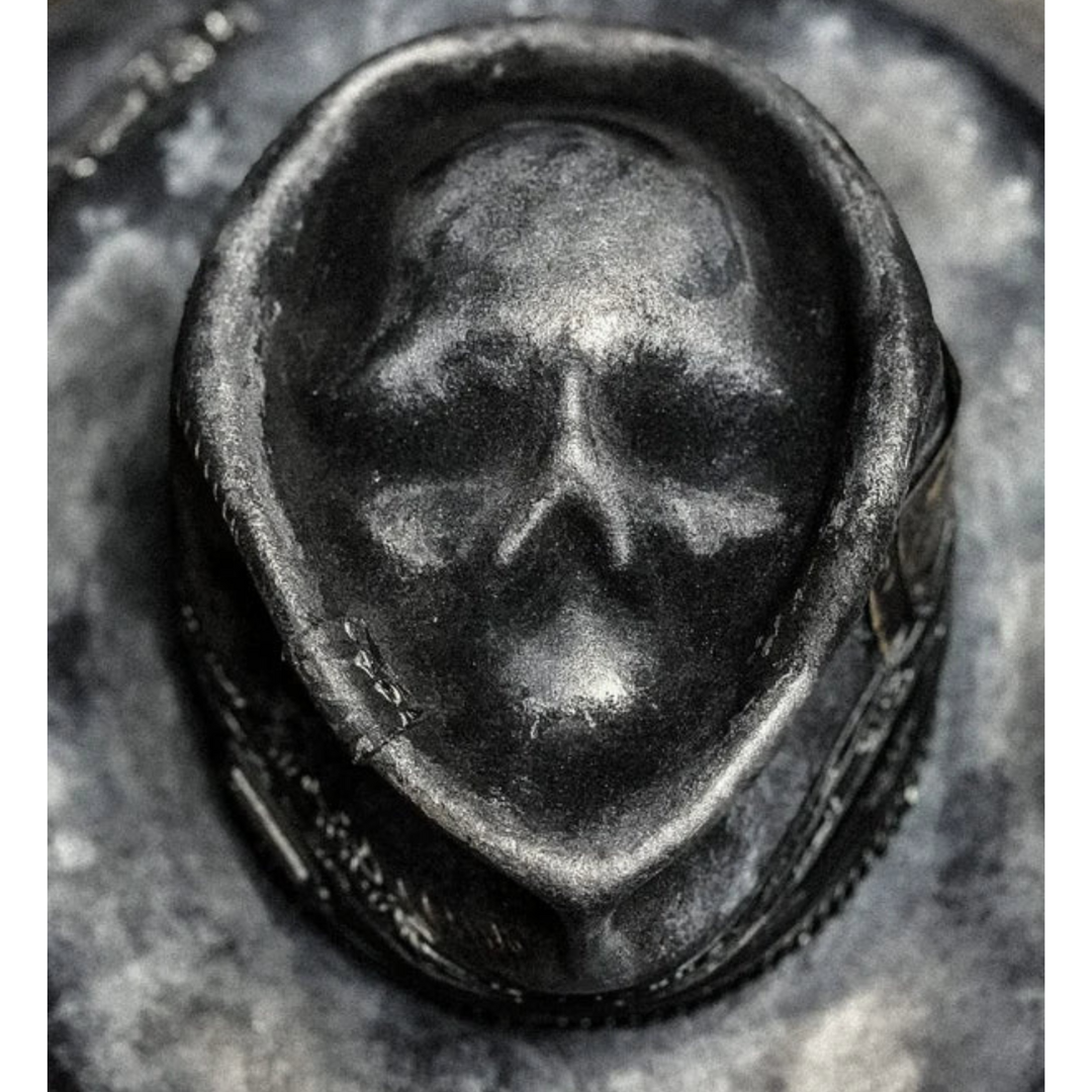 Cowboyhut - Schwarzer Totenkopf Fedora Hut mit breiter Krempe für Männer-Chaps Herrenmode