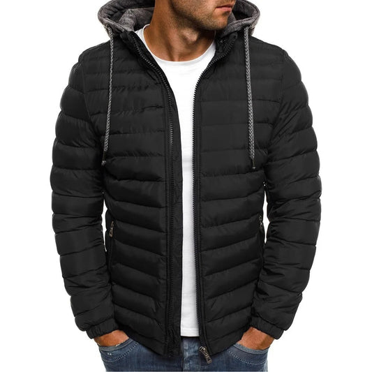Daunenjacke | Kapuzenjacke | Leichtgewicht | Pufferjacke | Winterjacke für Herren-Schwarz-S-Chaps Herrenmode