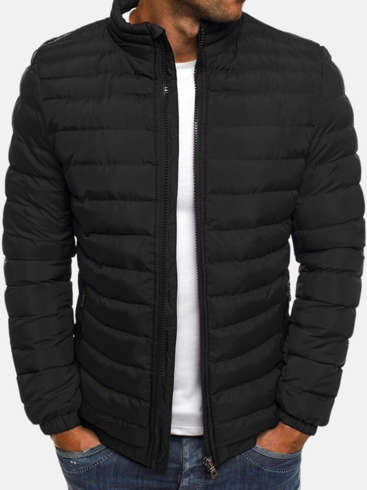 Daunenjacke – Leichte, gesteppte Pufferjacke mit Reißverschluss für Herren-Schwarz-S-Chaps Herrenmode