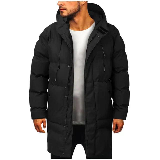 Daunenjacke | Warm | Mit Kapuze | Lange Daunenjacke | Wintermantel für Herren-Schwarz-M-Chaps Herrenmode