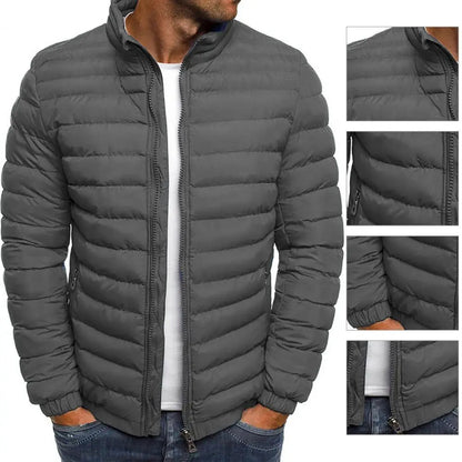 Daunenjacke – leicht – mit Reißverschluss – Herbstjacke – Herrenjacken-Grau-S-Chaps Herrenmode