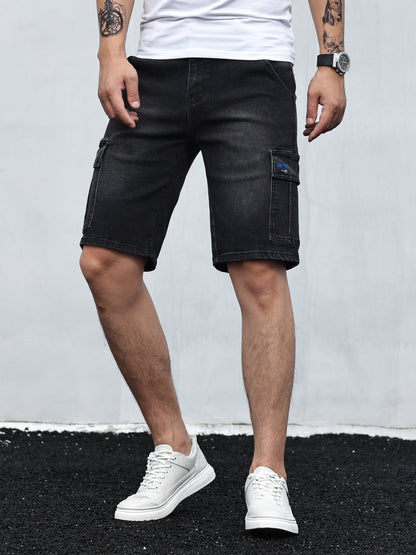 Denim Cargo Shorts | Casual | Stretch | Denim Shorts | Herren Shorts-Schwarz-S-Chaps Herrenmode