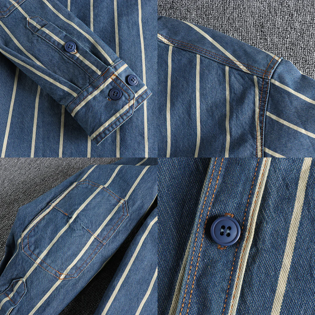 Denim-Hemd - Langarm - Brusttaschen - Hemd mit Knopfleiste - Herrenhemd-Chaps Herrenmode