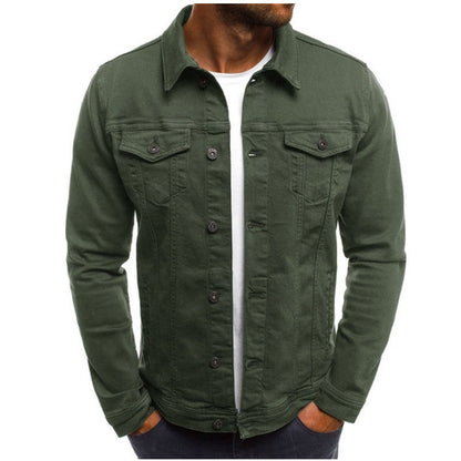 Denim Jacke - Slim Fit - Button-Up - Jeansjacke - Herrenjacke-Grün-S-Chaps Herrenmode