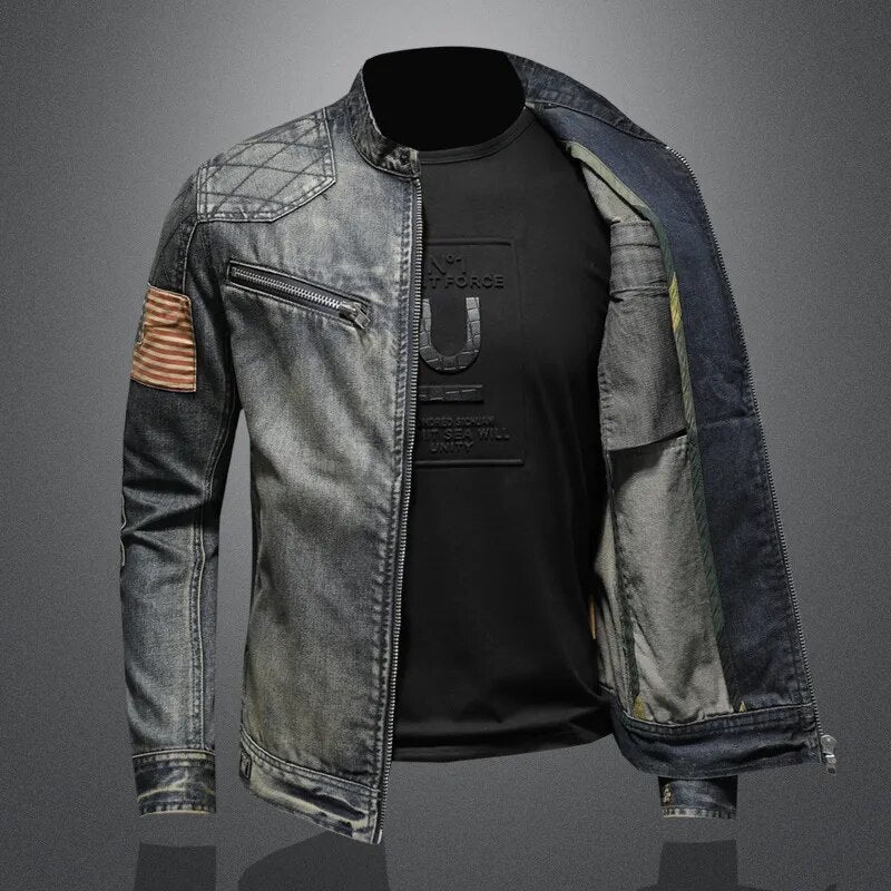 Denim Jacke | Zip-Up | Washed | Herbst Jacke | Herren Jacke-Chaps Herrenmode