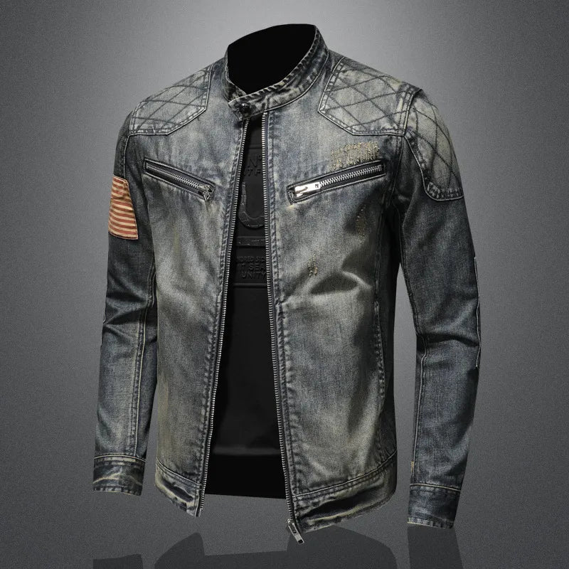 Denim Jacke | Zip-Up | Washed | Herbst Jacke | Herren Jacke-Chaps Herrenmode
