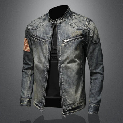 Denim Jacke | Zip-Up | Washed | Herbst Jacke | Herren Jacke-Chaps Herrenmode