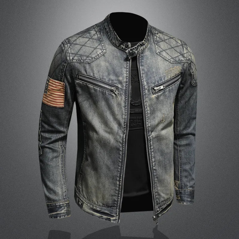 Denim Jacke | Zip-Up | Washed | Herbst Jacke | Herren Jacke-Chaps Herrenmode