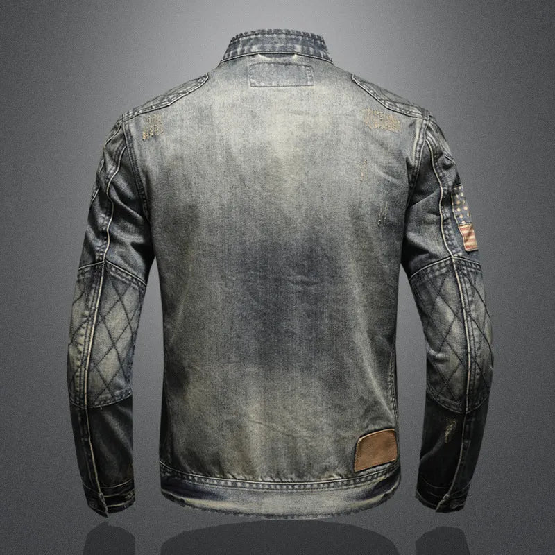 Denim Jacke | Zip-Up | Washed | Herbst Jacke | Herren Jacke-Chaps Herrenmode