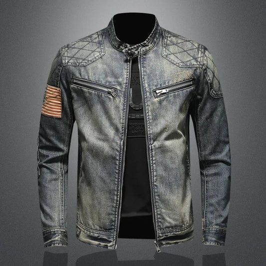 Denim Jacke | Zip-Up | Washed | Herbst Jacke | Herren Jacke-Chaps Herrenmode