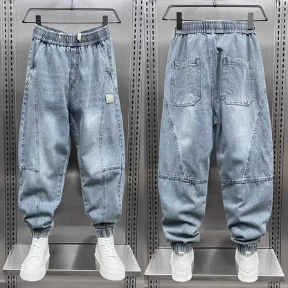 Denim Jogger - Baggy - Elastische Taille - Jogger Jeans - Herrenhosen-Chaps Herrenmode