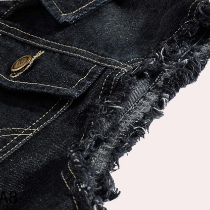 Denim Weste - Herrenweste aus schwarzem, geripptem Denim ohne Ärmel-Chaps Herrenmode