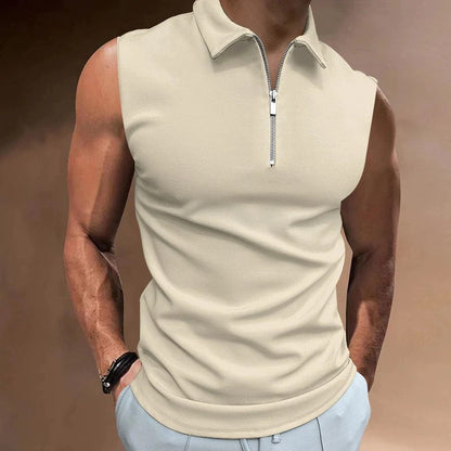 Dennis - Das Halfzipper Tank-Top-Beige-S-Chaps Herrenmode