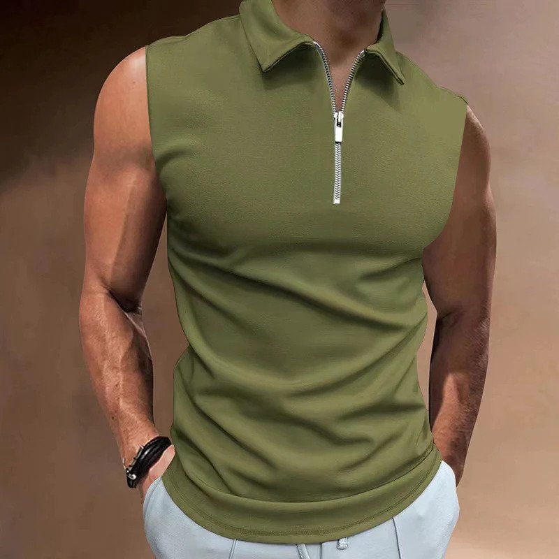 Dennis - Das Halfzipper Tank-Top-Grün-S-Chaps Herrenmode