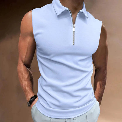 Dennis - Das Halfzipper Tank-Top-Himmelblau-S-Chaps Herrenmode