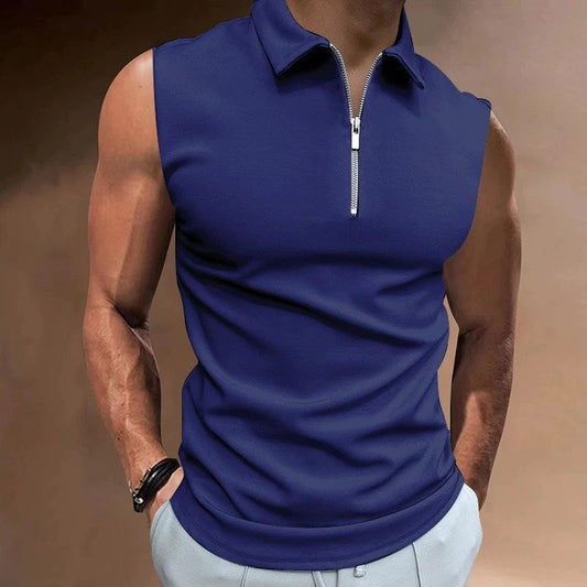 Dennis - Das Halfzipper Tank-Top-Marineblau-S-Chaps Herrenmode