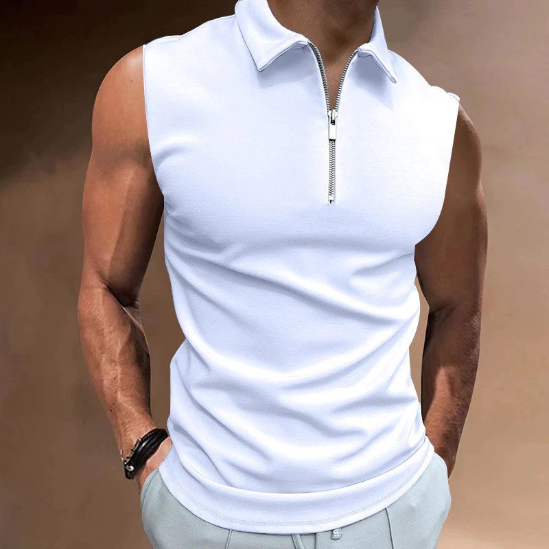 Dennis - Das Halfzipper Tank-Top-Weiß-S-Chaps Herrenmode