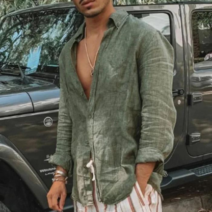 Dennis Leinen Bluse-Grün-S-Chaps Herrenmode