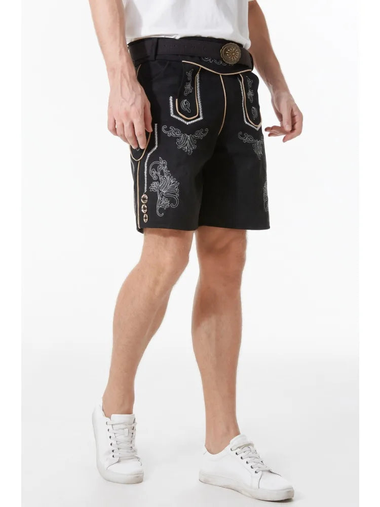 Deutsche Ledershorts – Traditionell – Bayerische Tracht – Lederhosen Oktoberfest – Deutsches Oktoberfest-Outfit für Männer-Chaps Herrenmode