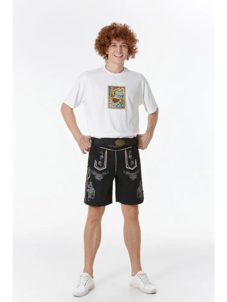 Deutsche Ledershorts – Traditionell – Bayerische Tracht – Lederhosen Oktoberfest – Deutsches Oktoberfest-Outfit für Männer-Chaps Herrenmode