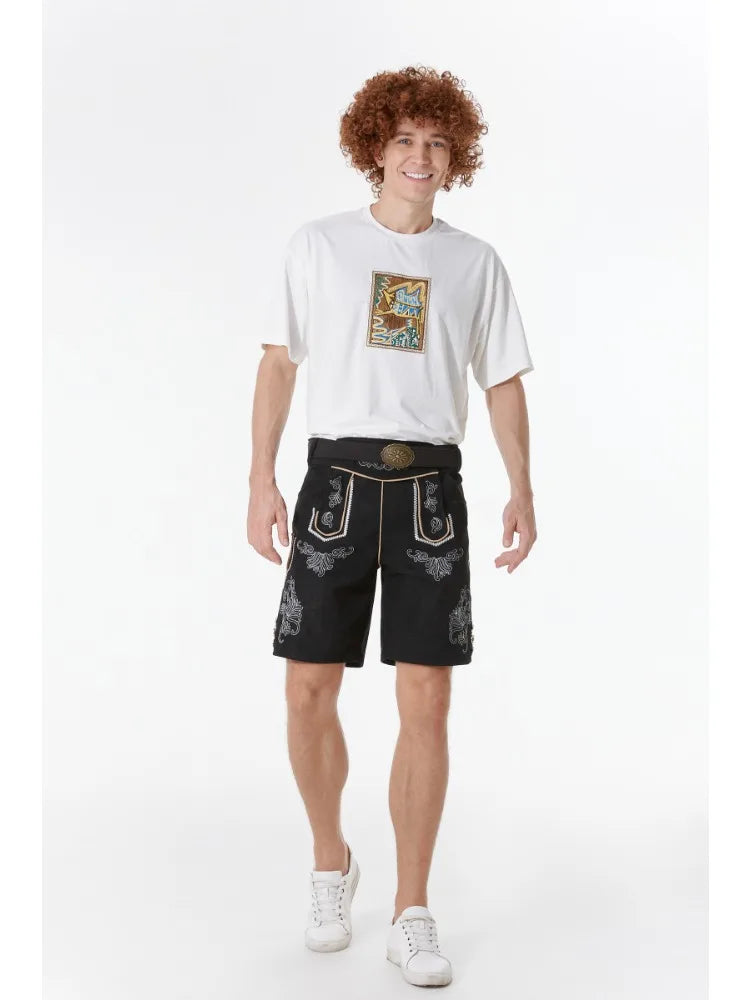 Deutsche Ledershorts – Traditionell – Bayerische Tracht – Lederhosen Oktoberfest – Deutsches Oktoberfest-Outfit für Männer-Chaps Herrenmode