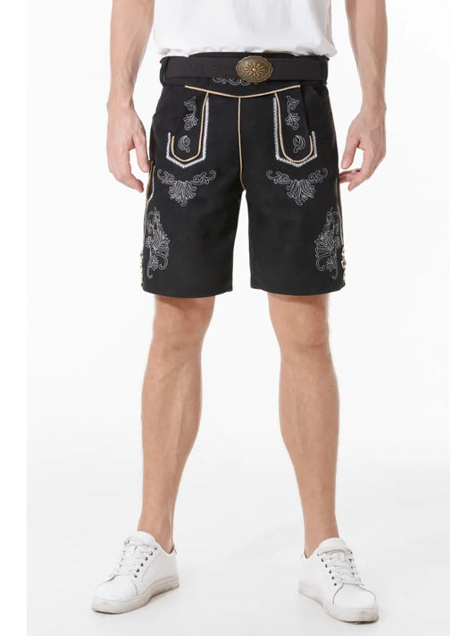Deutsche Ledershorts – Traditionell – Bayerische Tracht – Lederhosen Oktoberfest – Deutsches Oktoberfest-Outfit für Männer-Schwarz-M-Chaps Herrenmode