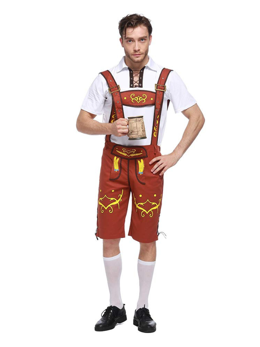 Deutsche Oktoberfest-Leder-Shorts | Hosenträger | Shorts | Leder-Shorts-Outfit | Deutsches Oktoberfest-Outfit für Männer-Camel-M-Chaps Herrenmode