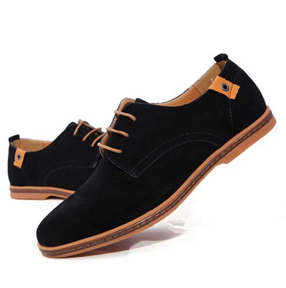 Dress Shoes - Flache Herren Schnürschuhe aus Wildleder-Schwarz-38-Chaps Herrenmode