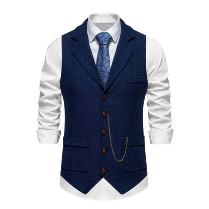 Elegante Weste für Männer-Dunkelblau-S-Chaps Herrenmode