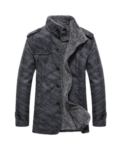 Fellgefütterte Jacke | Warm | Stehkragen | Winterjacke | Herrenjacke-Dunkelgrau-M-Chaps Herrenmode