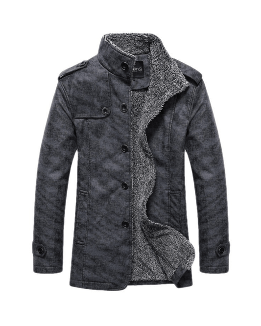 Fellgefütterte Jacke | Warm | Stehkragen | Winterjacke | Herrenjacke-Dunkelgrau-M-Chaps Herrenmode