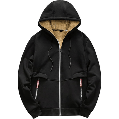 Fellgefütterter Hoodie – Warm – Mit Reißverschluss – Winter-Hoodie – Herren-Hoodie-Jacke-Chaps Herrenmode