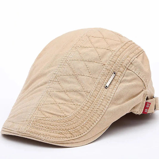 Flache Mütze - Verstellbar - Segeltuch - Britische Mützen - Flache Herrenmützen-Beige-Chaps Herrenmode