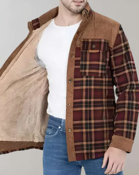 Flanellhemd | Fleece gefüttert | Kariert | Flanelljacke | Herrenbekleidung-Braun-S-Chaps Herrenmode