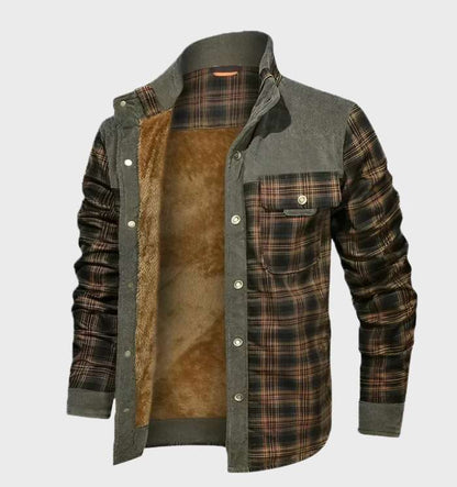 Flanellhemd | Fleece gefüttert | Kariert | Flanelljacke | Herrenbekleidung-Grau - Orange-S-Chaps Herrenmode